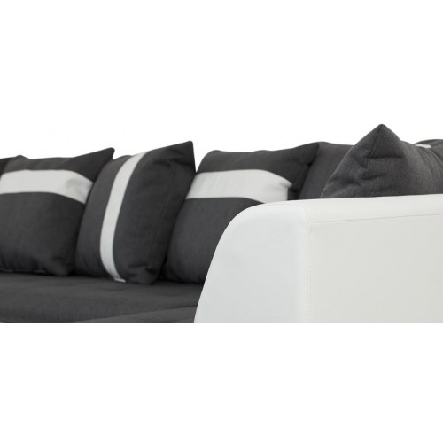 Miami XL U-sofa højrevendt - hvid tekstillæder/koksgrå