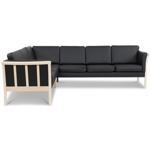 Dragør vendbar tremmesofa hjørnesofa – sort bonded læder