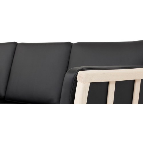 Dragør vendbar tremmesofa hjørnesofa – sort bonded læder