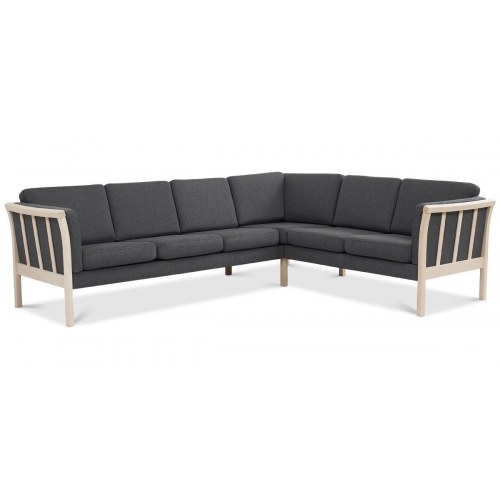 Dragør vendbar tremmesofa hjørnesofa i stof - grå, klassisk design