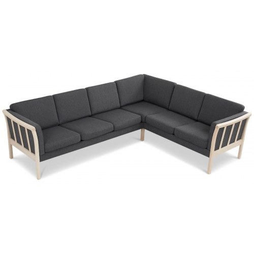 Dragør vendbar tremmesofa hjørnesofa i stof - grå, klassisk design