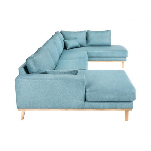Simone U-sofa venstrevendt – blå stof, Rino 37