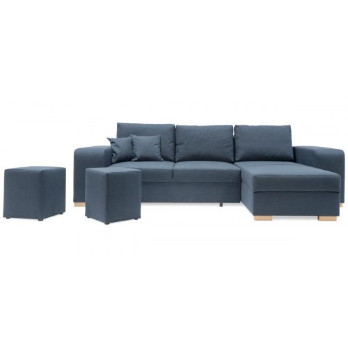 Mark vendbar sovesofa med chaiselong og 2 puffer – Blå Inari 80