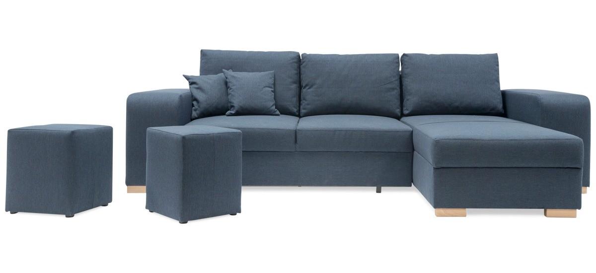 Mark vendbar sovesofa med chaiselong og 2 puffer – Blå Inari 80