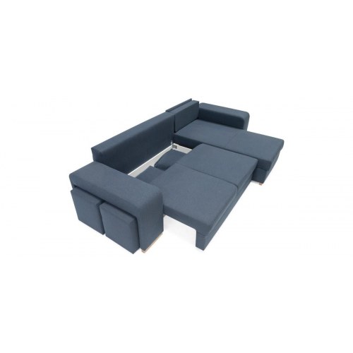 Mark vendbar sovesofa med chaiselong og 2 puffer – Blå Inari 80