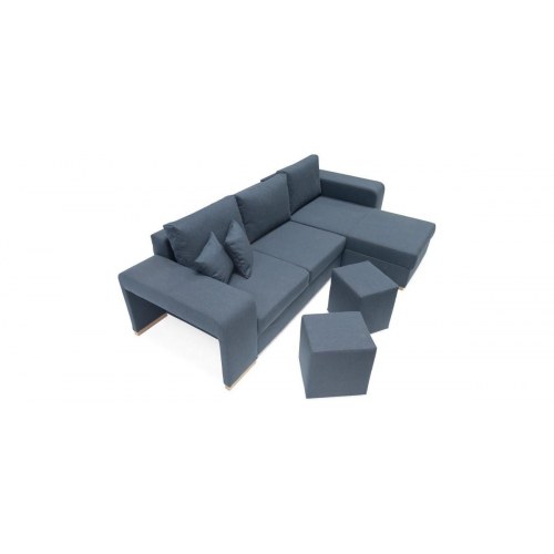 Mark vendbar sovesofa med chaiselong og 2 puffer – Blå Inari 80