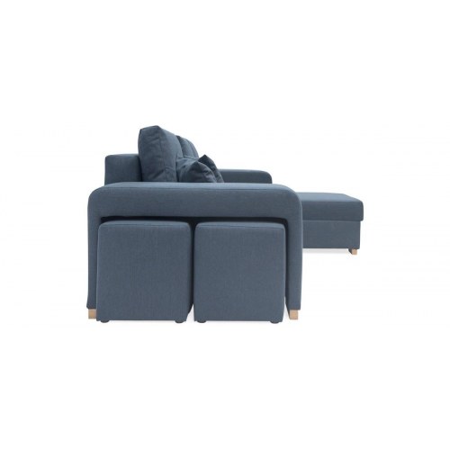 Mark vendbar sovesofa med chaiselong og 2 puffer – Blå Inari 80