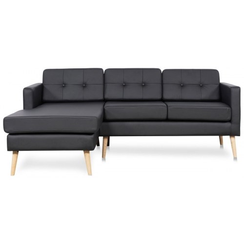 Novelty chaiselongsofa venstrevendt – sort tekstillæder