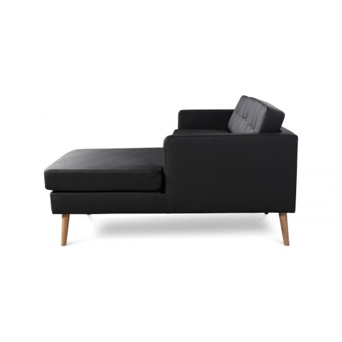 Novelty chaiselongsofa højrevendt - sort tekstillæder