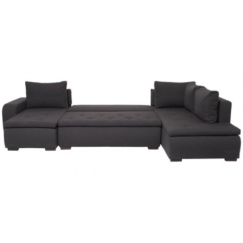 Amalfi U-sovesofa venstrevendt – grå stof, opbevaring og soveplads