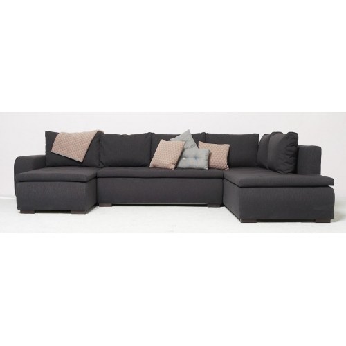 Amalfi U-sovesofa venstrevendt – grå stof, opbevaring og soveplads