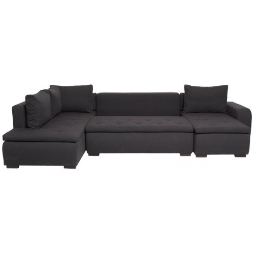 Amalfi U-sovesofa venstrevendt – grå stof, opbevaring og soveplads