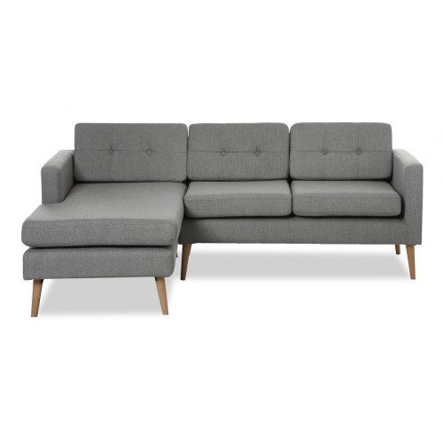 Novelty chaiselongsofa venstrevendt - Lysegrå Inari 91 med egetræsben