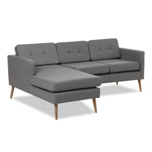 Novelty chaiselongsofa venstrevendt - Lysegrå Inari 91 med egetræsben