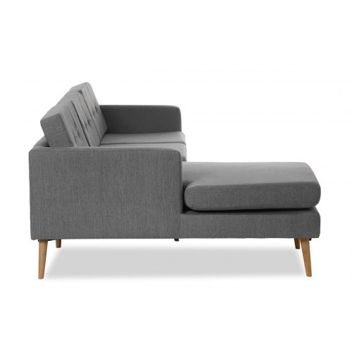 Novelty chaiselongsofa venstrevendt - Lysegrå Inari 91 med egetræsben