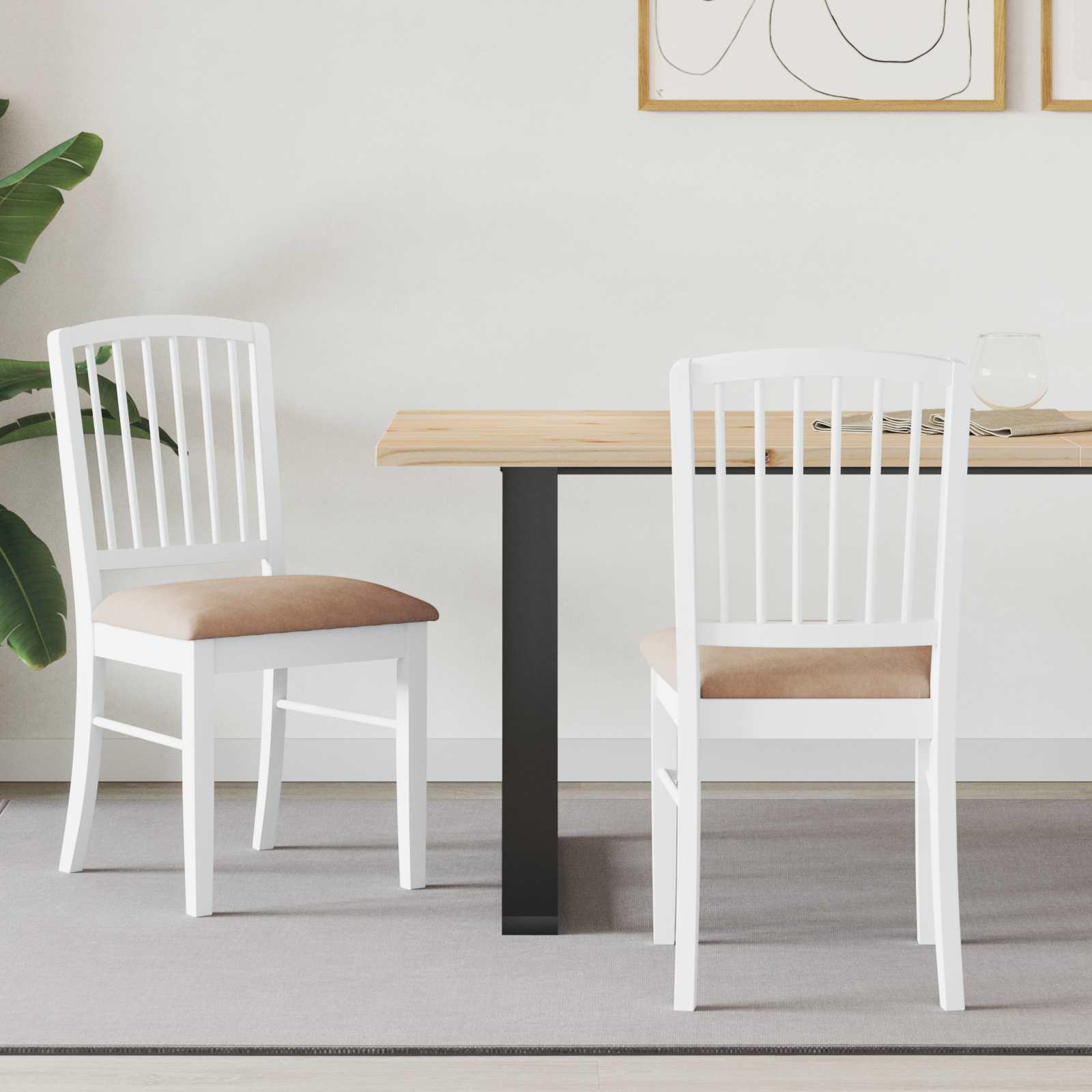 Spisestole 2 stk Hvid 50 x 52,5 x 91 cm Massiv Gummitræ