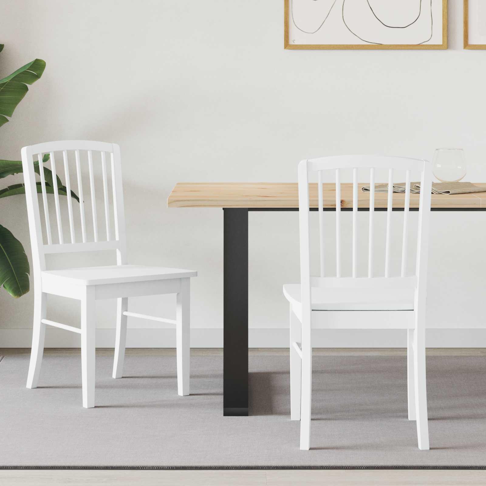 Spisestole 2 stk Hvid 50 x 52,5 x 91 cm Massiv Gummitræ