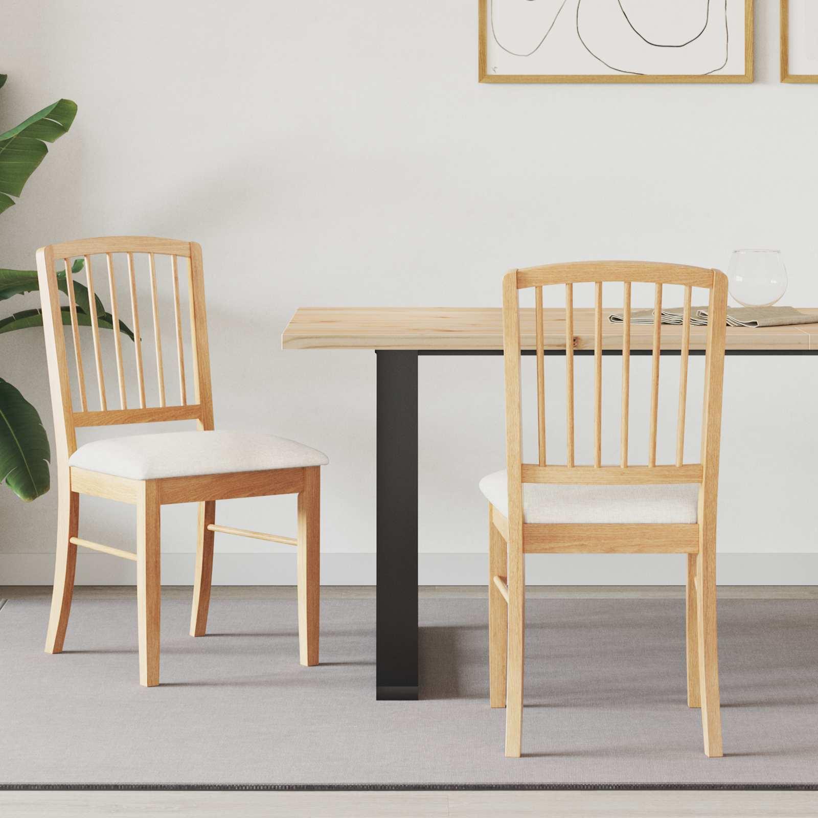 Spisestole 2 stk Naturfarvet 50 x 52,5 x 91 cm Massiv Gummitræ