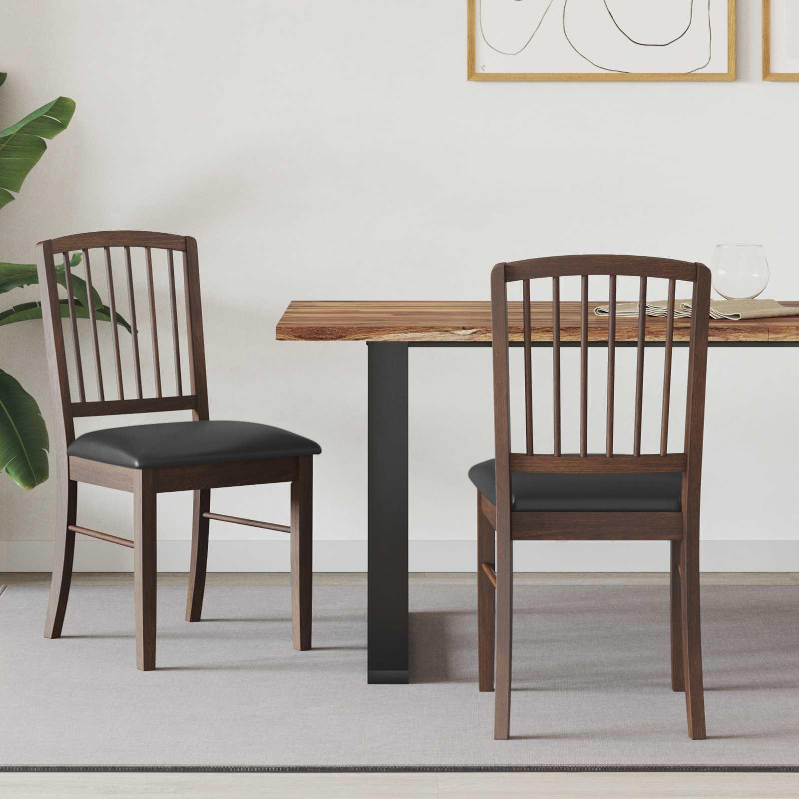 Spisestole 2 stk Lys Brun 50 x 52,5 x 91 cm Massiv Gummitræ