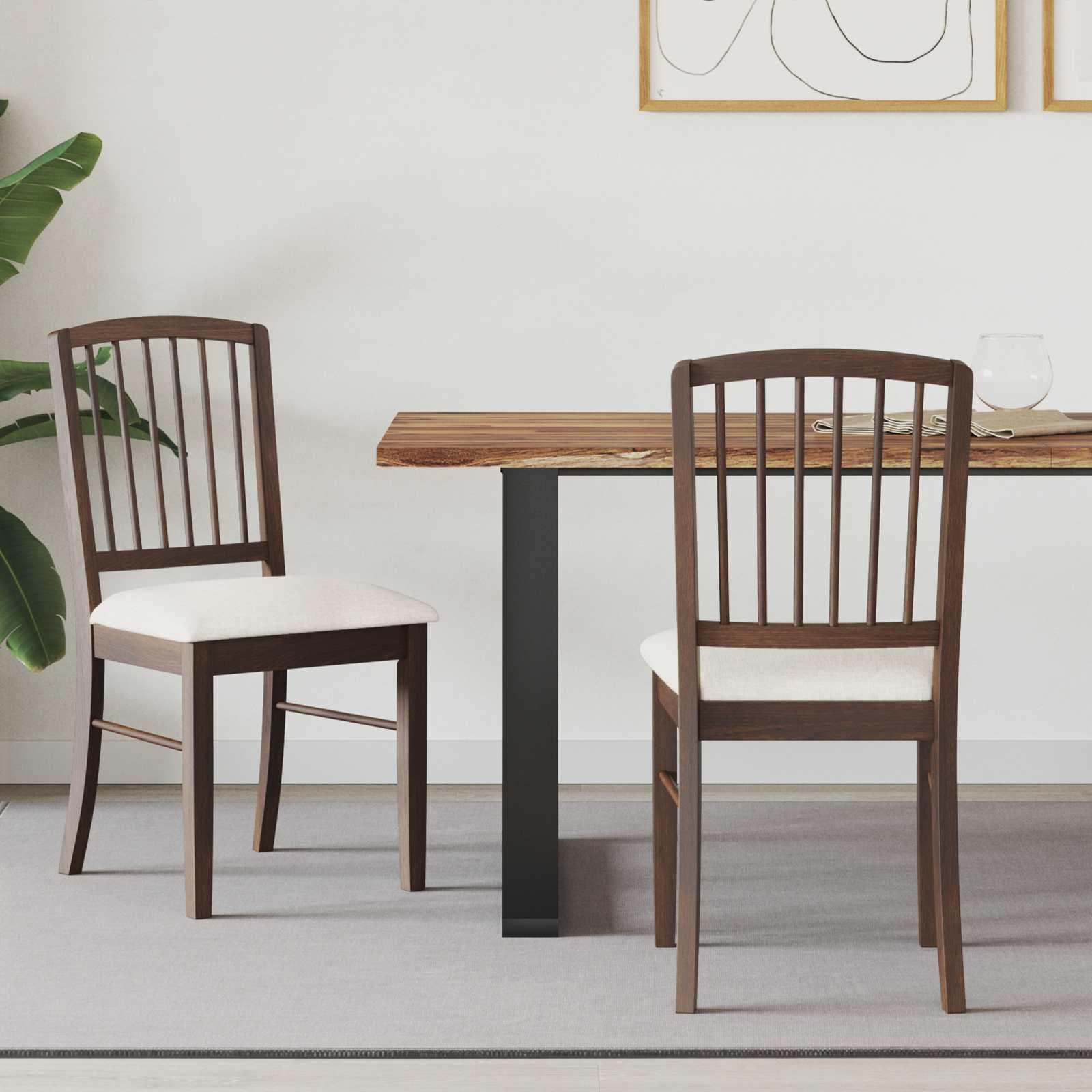 Spisestole 2 stk Lys Brun 50 x 52,5 x 91 cm Massiv Gummitræ