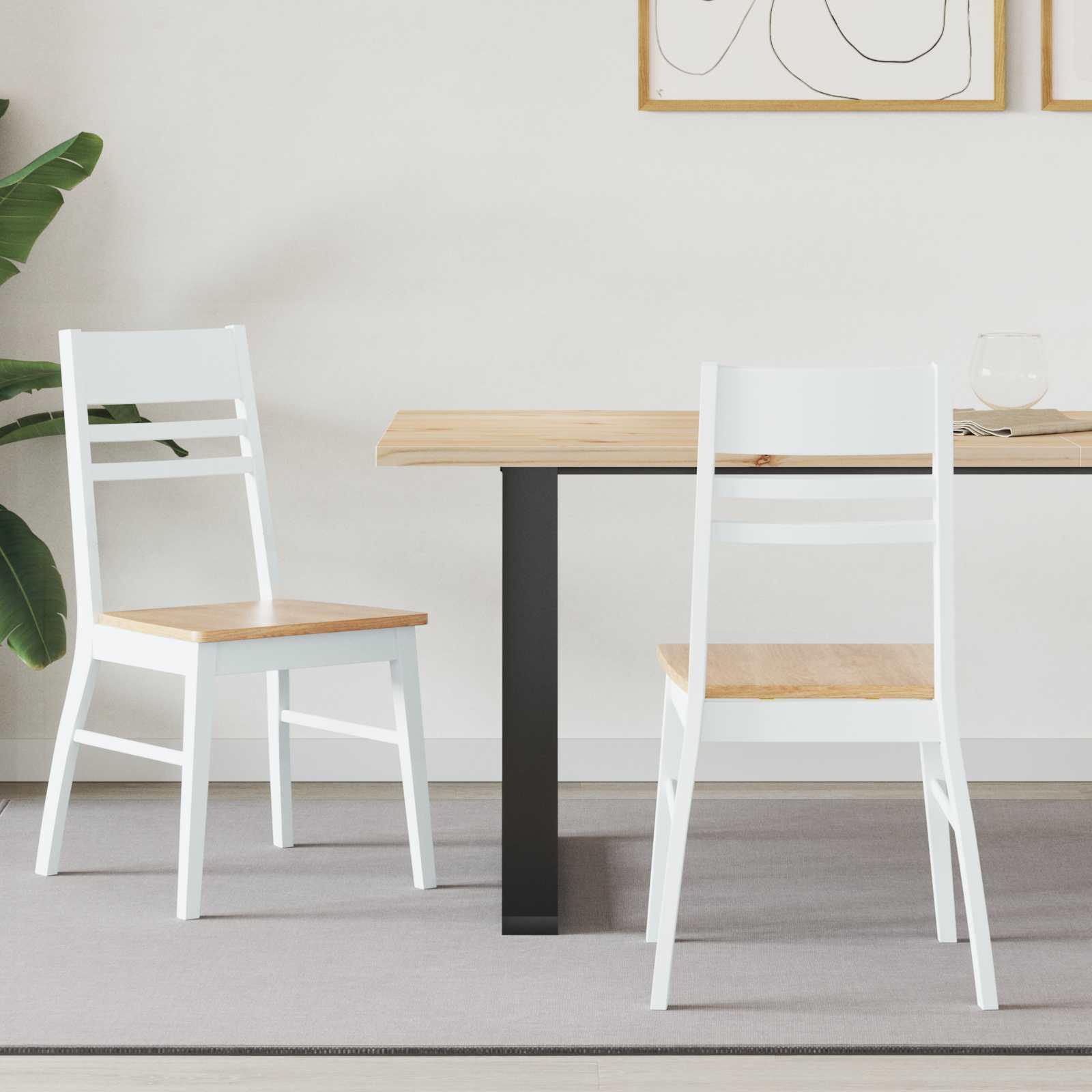 Spisestole 2 stk Hvid 43 x 54 x 89 cm Massiv Gummitræ
