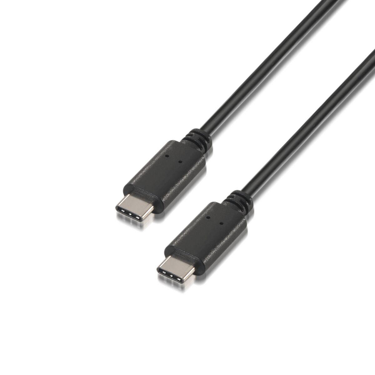 Aisens A107-0058 USB-C til USB-C kabel 3 m - Sort, USB 2.0 data- og opladerkabel