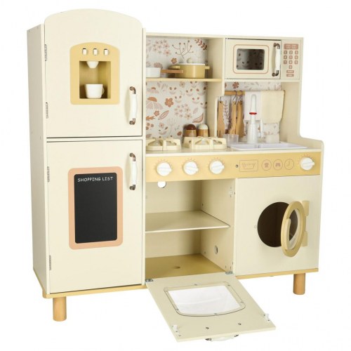 Legekøkken i træ med vandhane, lys og lyde – 90 cm