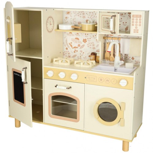 Legekøkken i træ med vandhane, lys og lyde – 90 cm
