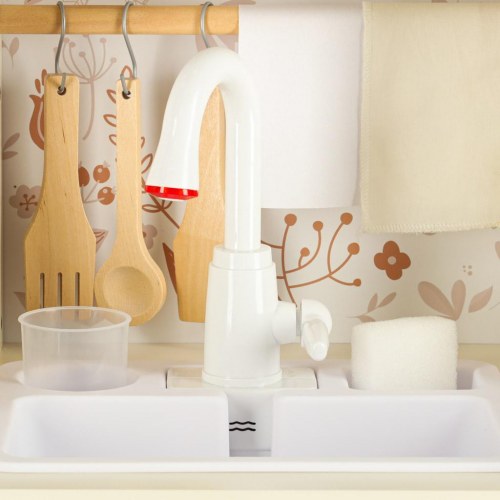 Legekøkken i træ med vandhane, lys og lyde – 90 cm