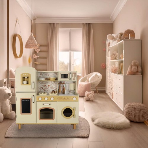 Legekøkken i træ med vandhane, lys og lyde – 90 cm