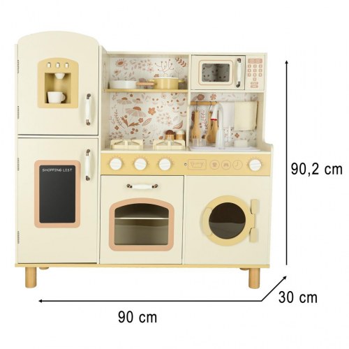 Legekøkken i træ med vandhane, lys og lyde – 90 cm