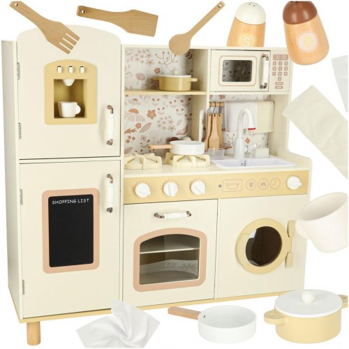 Legekøkken i træ med vandhane, lys og lyde – 90 cm