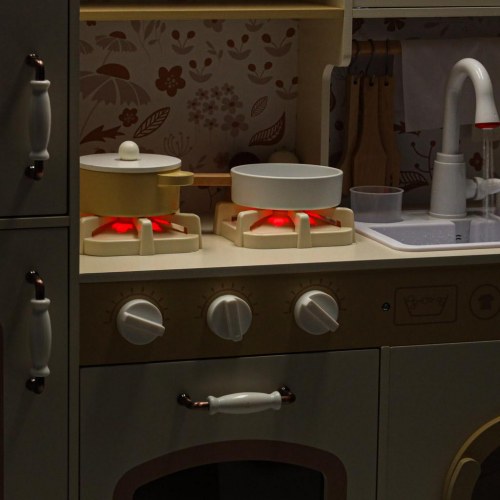 Legekøkken i træ med vandhane, lys og lyde – 90 cm