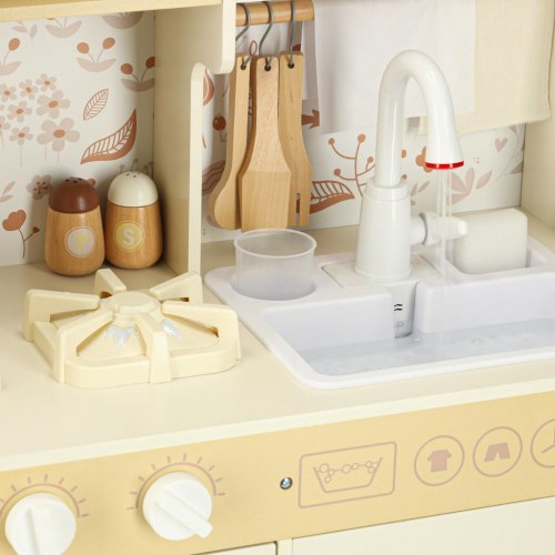 Legekøkken i træ med vandhane, lys og lyde – 90 cm
