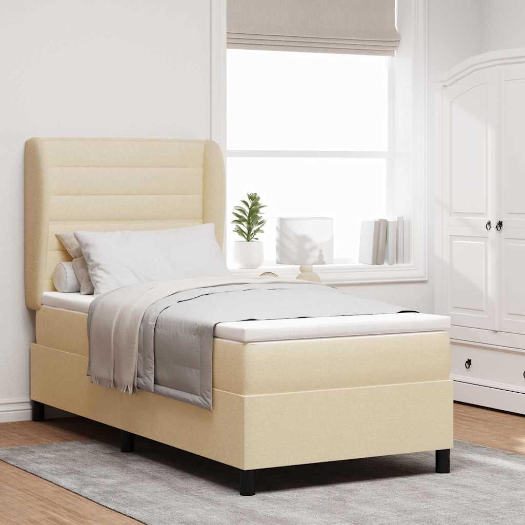 Kontinentalseng med madras Creme 90 x 190 cm Stof