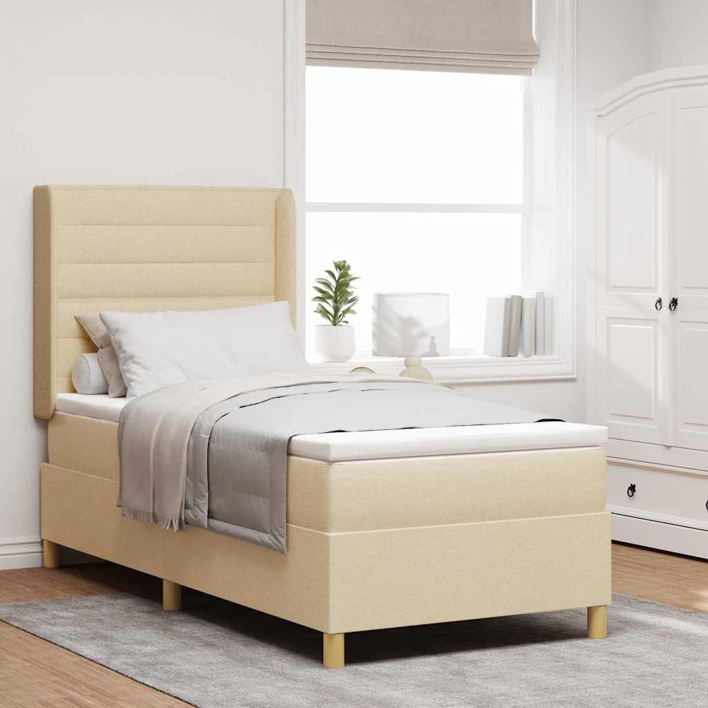 Kontinentalseng med madras Creme 90 x 190 cm Stof
