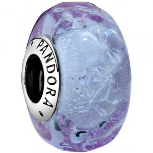 Pandora Wavy Lavender Murano Glass charm - sterling sølv 925