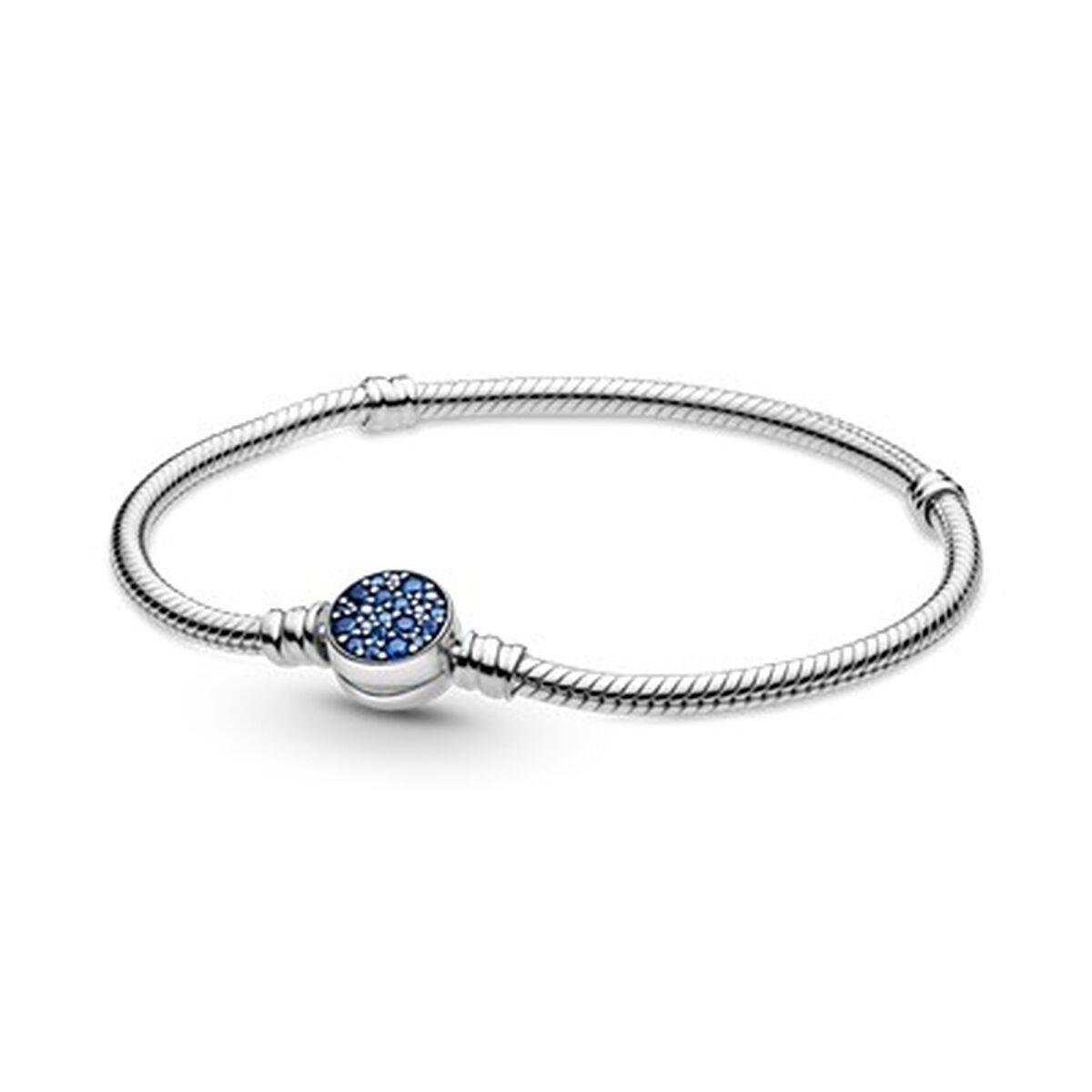 Pandora armbånd 19 cm - sterling sølv med blå lukning (599288C01-19)