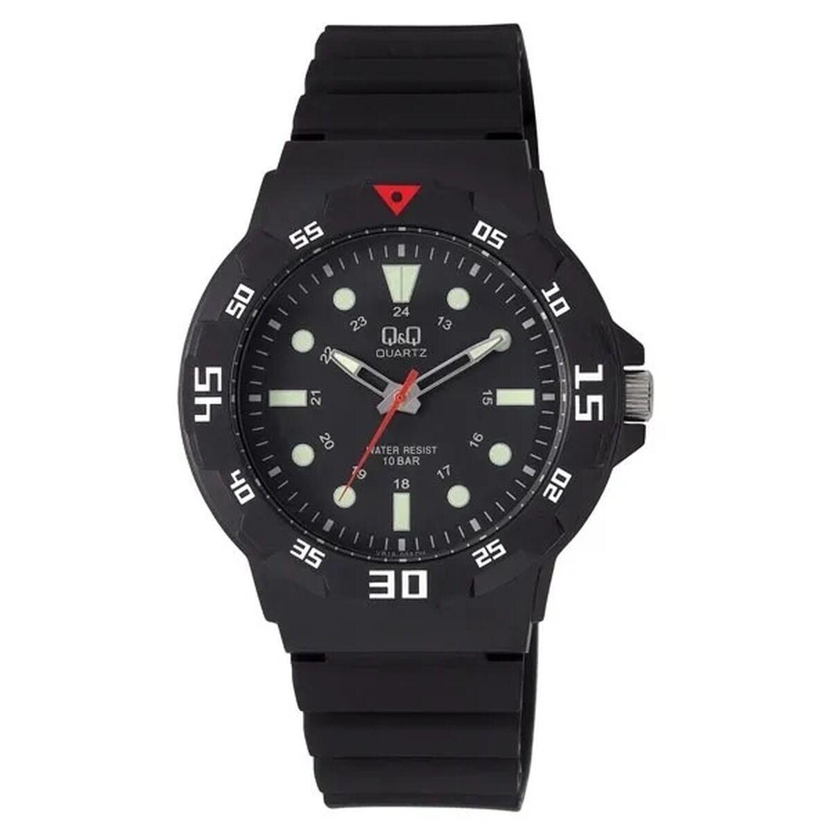 Q&Q DIVER Gent herreur - sort, Ø 40 mm, kvarts
