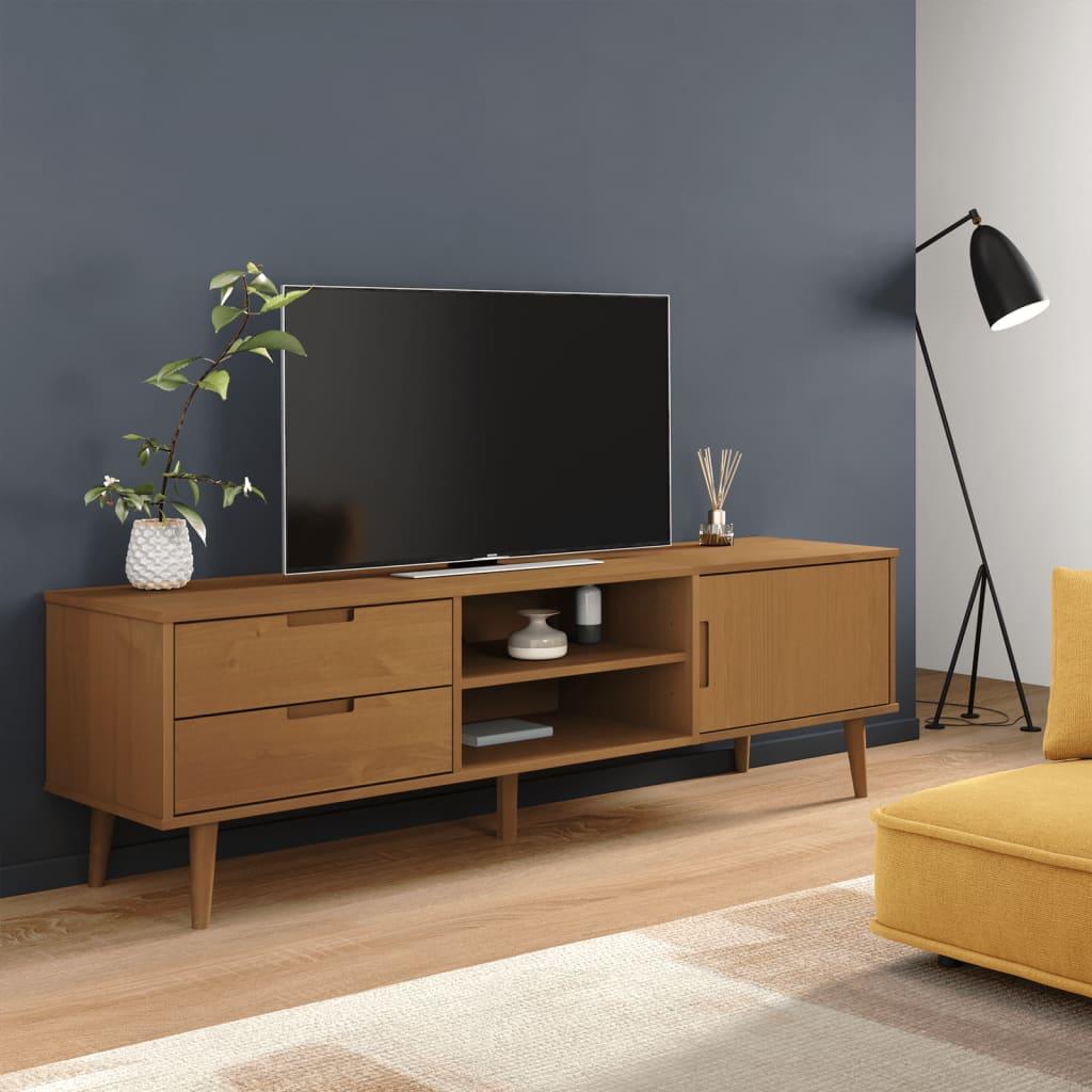 Tv-Skab Molde 158X40X49 Cm Massivt Fyrretræ Brun - Brun