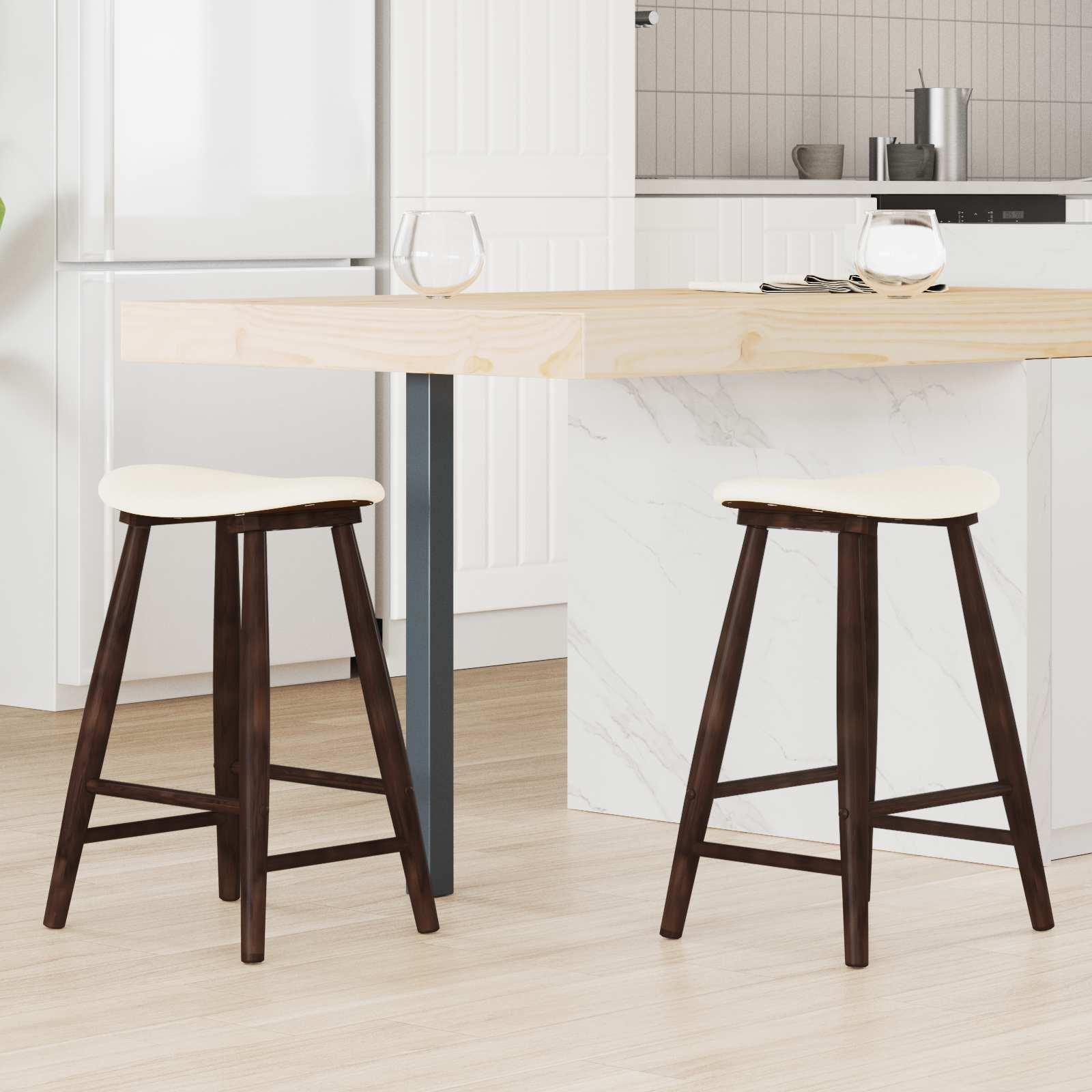 Spisestole 2 stk Lys Brun 46 x 37 x 63 cm Massiv Gummitræ