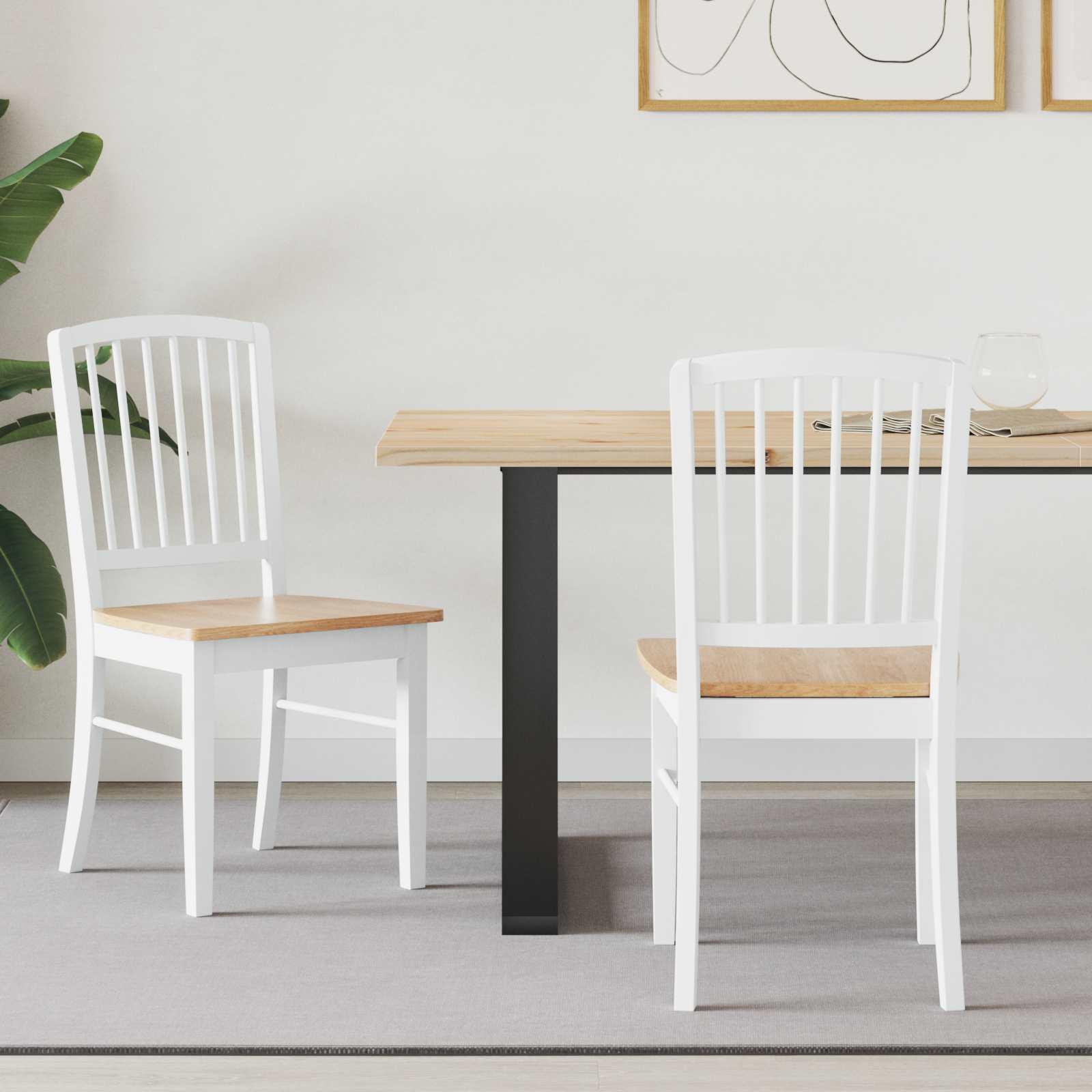 Spisestole 2 stk Hvid 50 x 52,5 x 91 cm Massiv Gummitræ