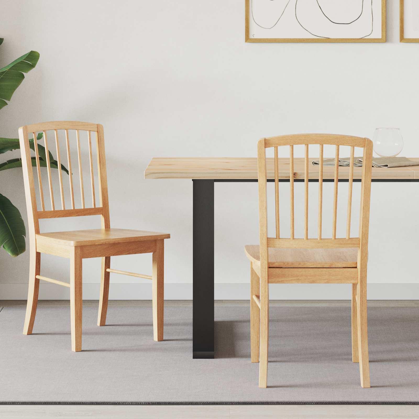 Spisestole 2 stk Naturfarvet 50 x 52,5 x 91 cm Massiv Gummitræ