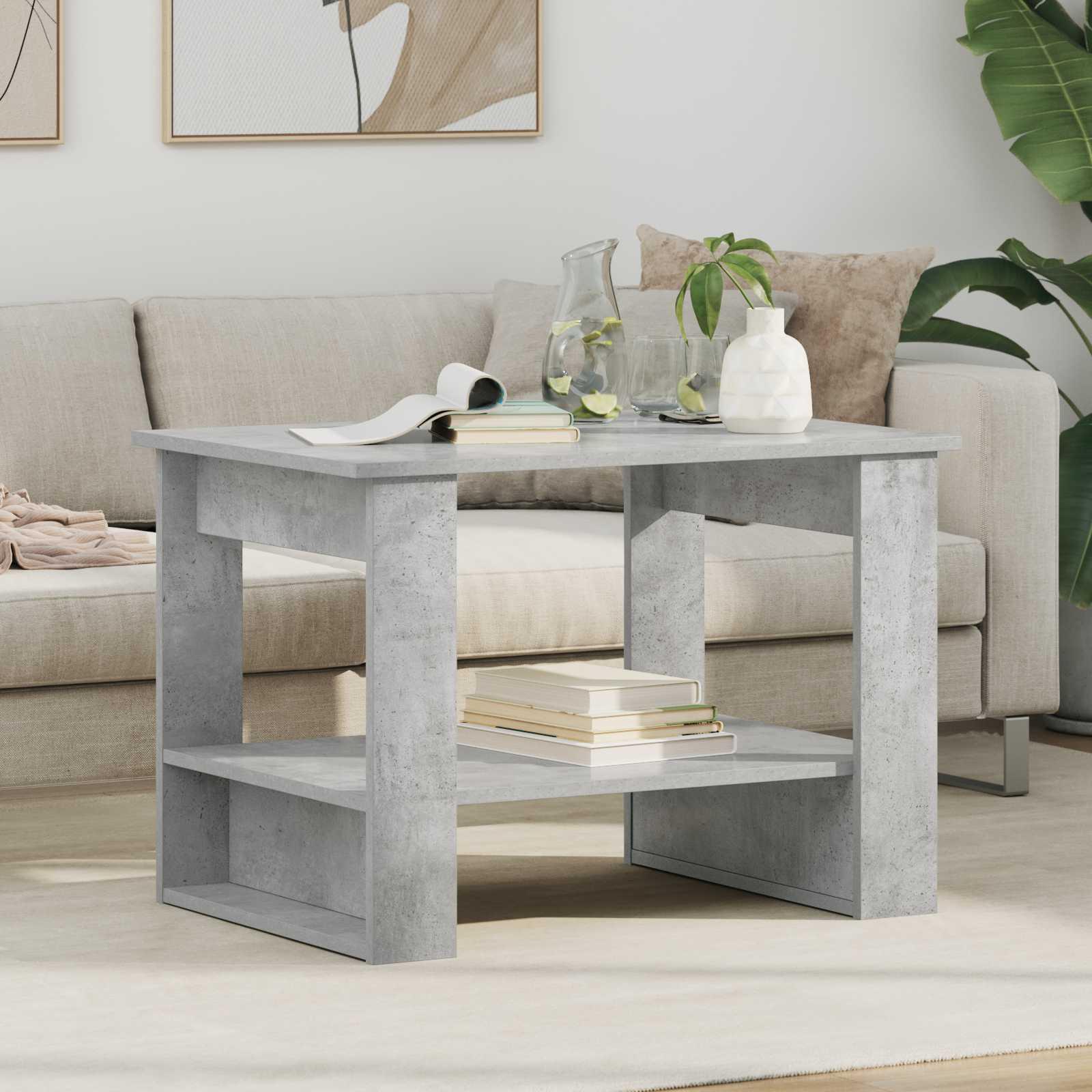 Sofabord Beton Grå 72 x 50 x 50 cm Konstrueret træ