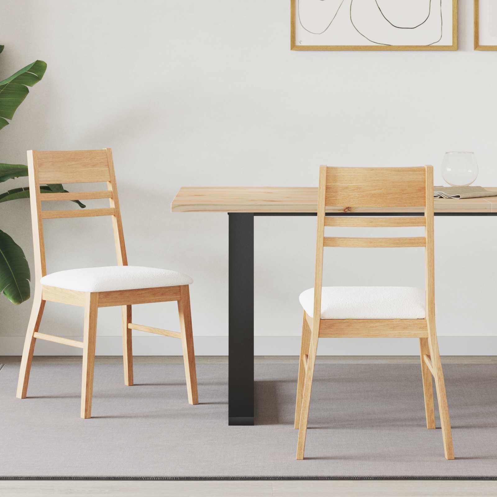 Spisestole 2 stk Naturfarvet 43 x 54 x 89 cm Massiv Gummitræ