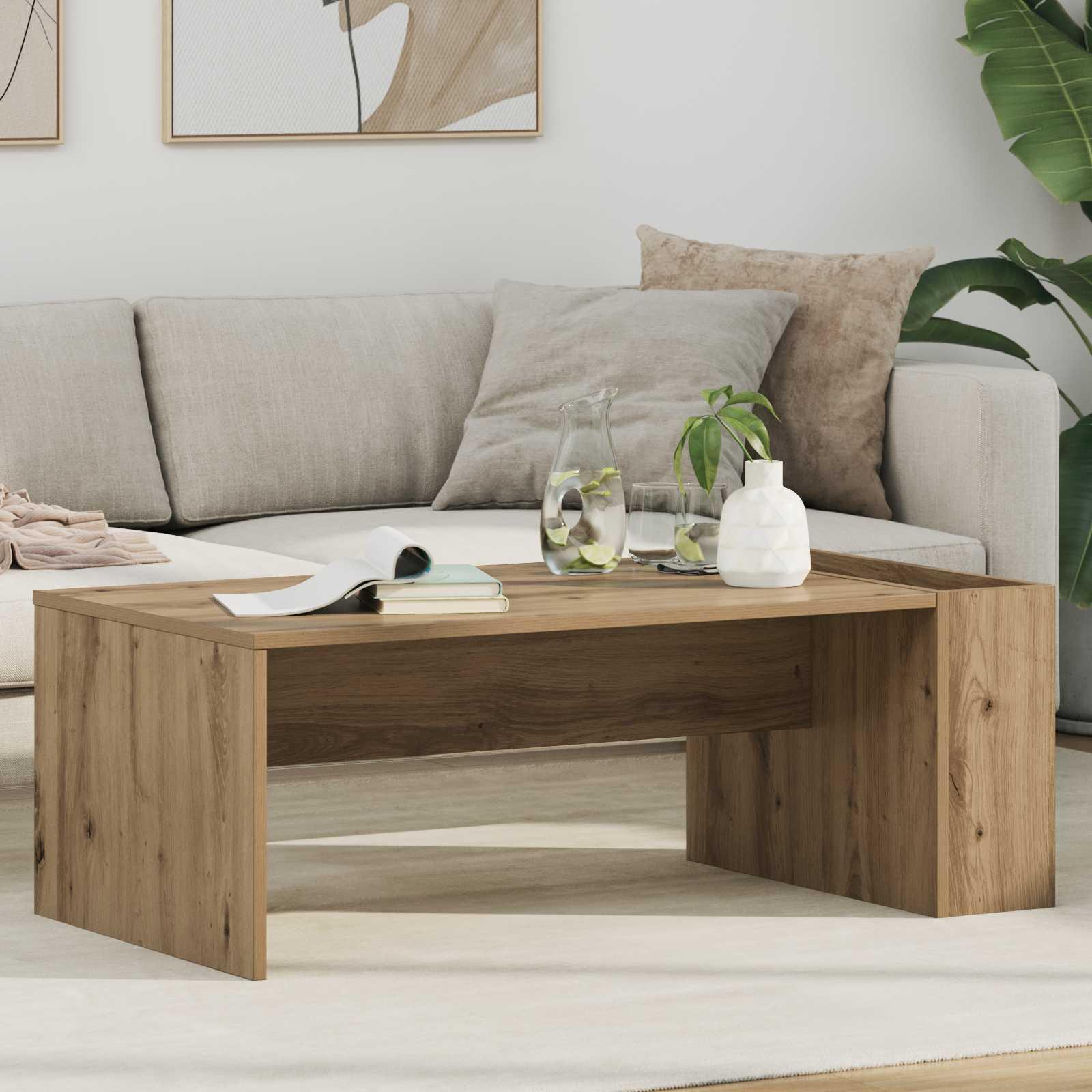 Sofabord i artisan egetræ - 95 × 50 × 34 cm, konstrueret træ