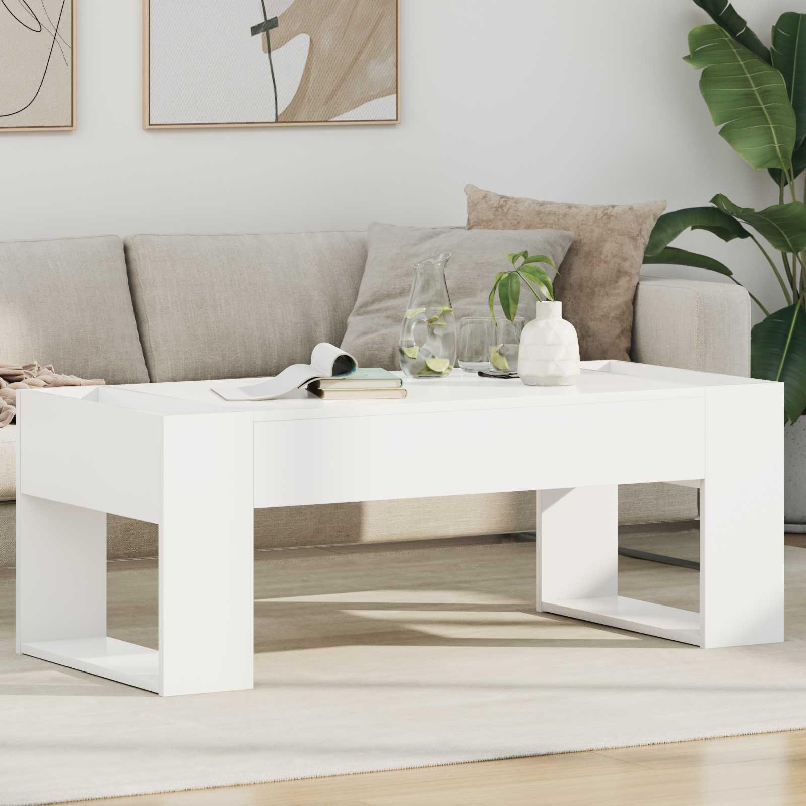 Sofabord Hvid 110 x 50 x 41 cm Konstrueret træ