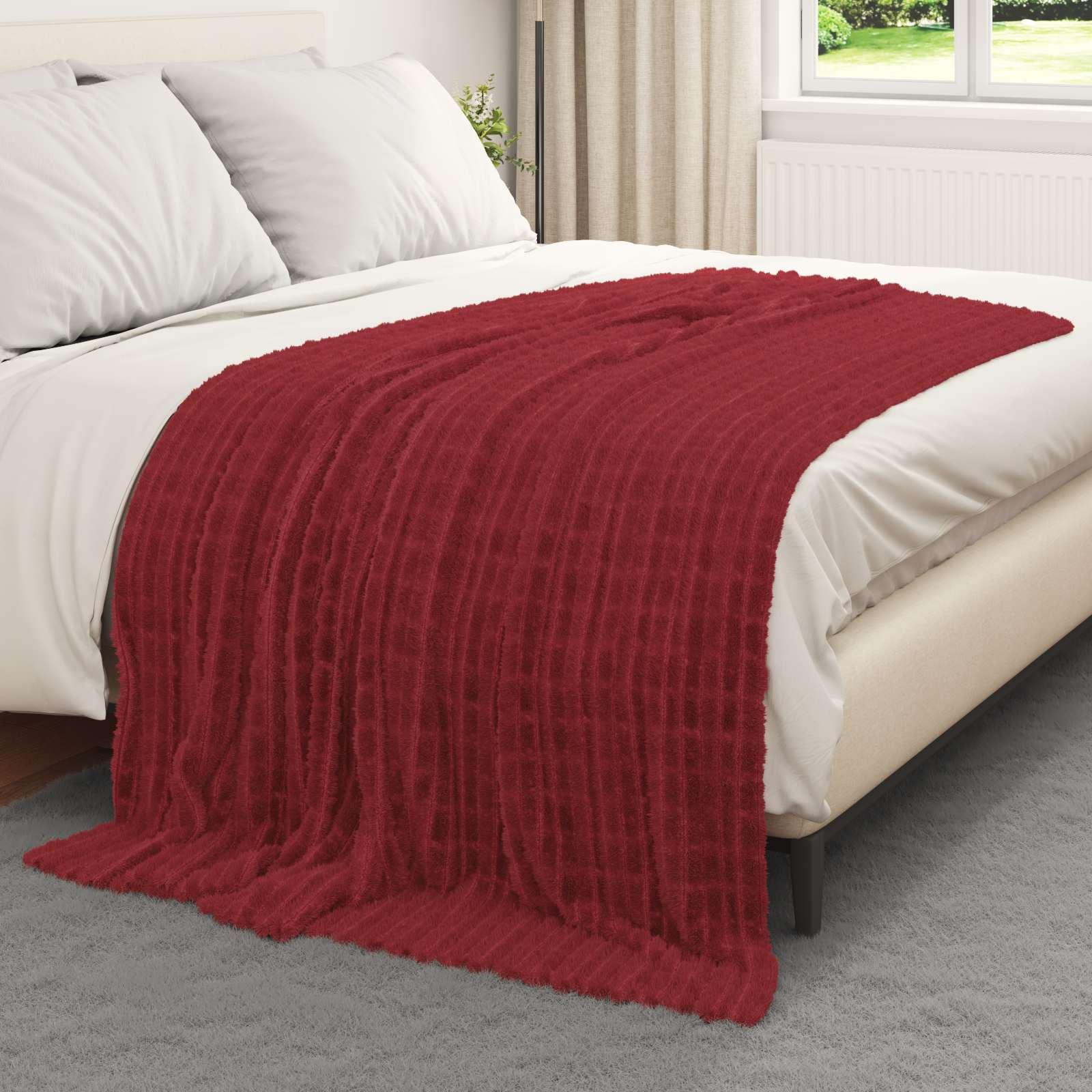 Kastetæpper 6 stk Bordeaux Rød 200 x 150 cm Fleece