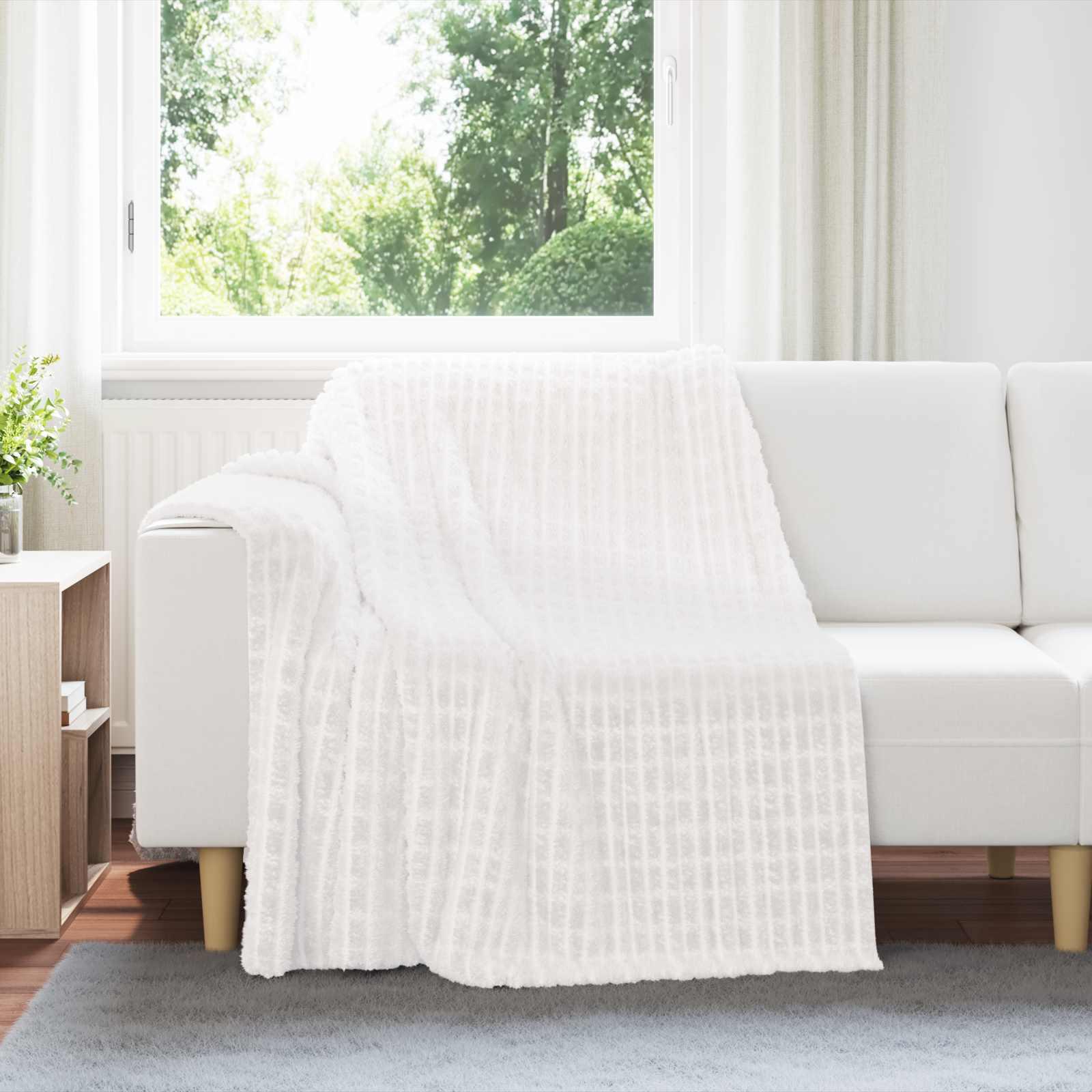 Kastetæpper 6 stk Hvid 200 x 150 cm Fleece