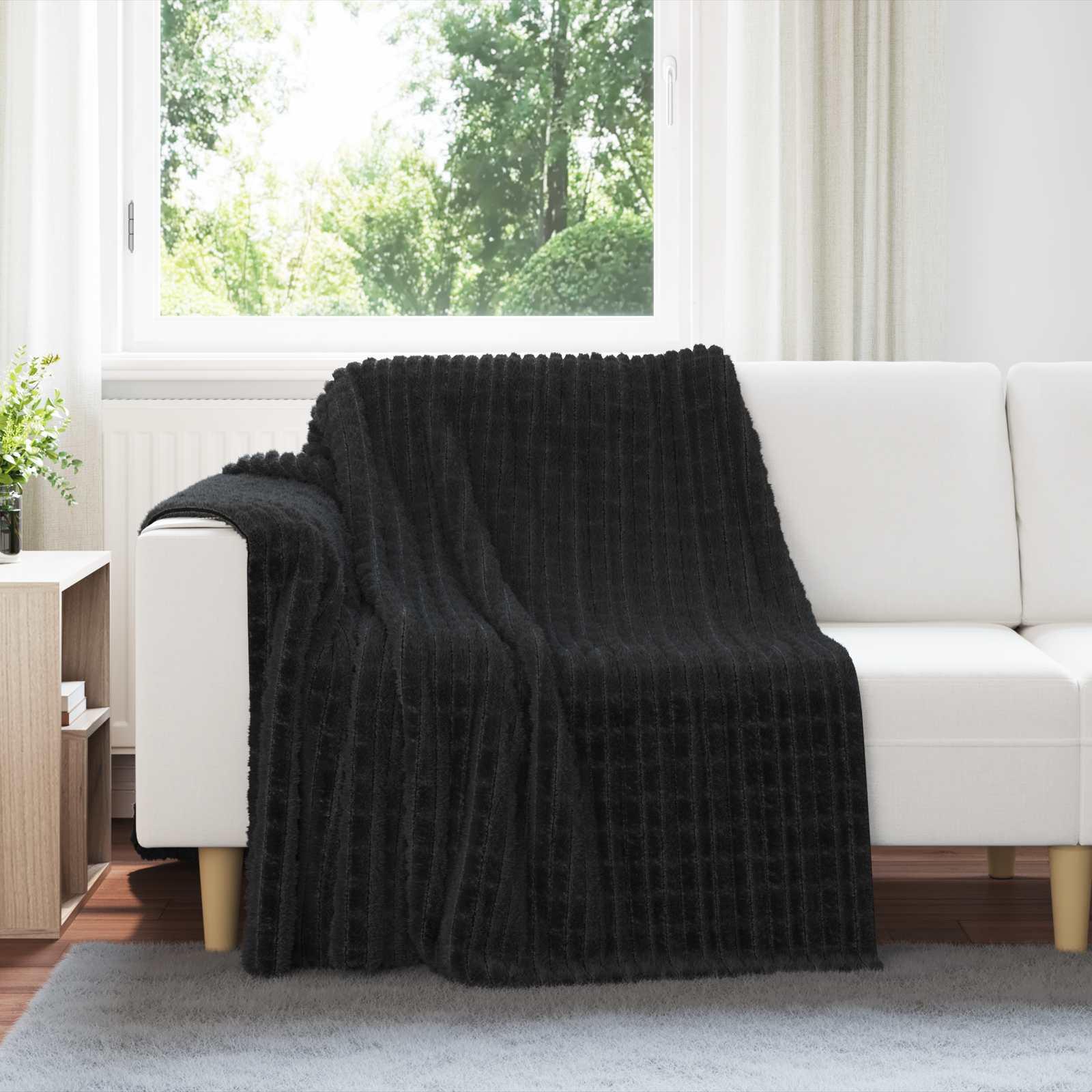 Kastetæpper 6 stk Sort 200 x 150 cm Fleece